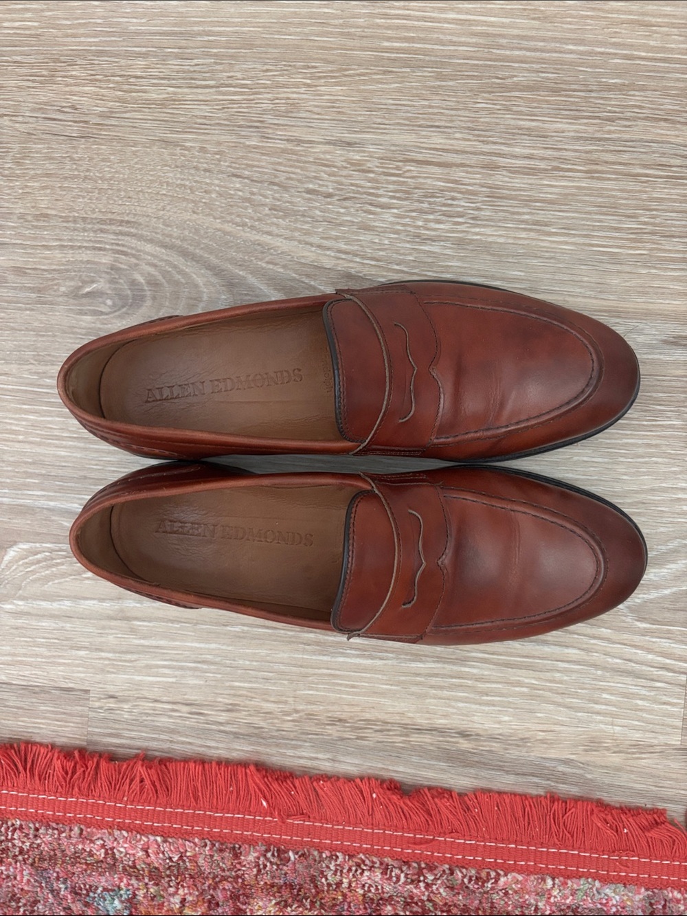 Allen Edmonds Chili Brown Leather Penny Loafers